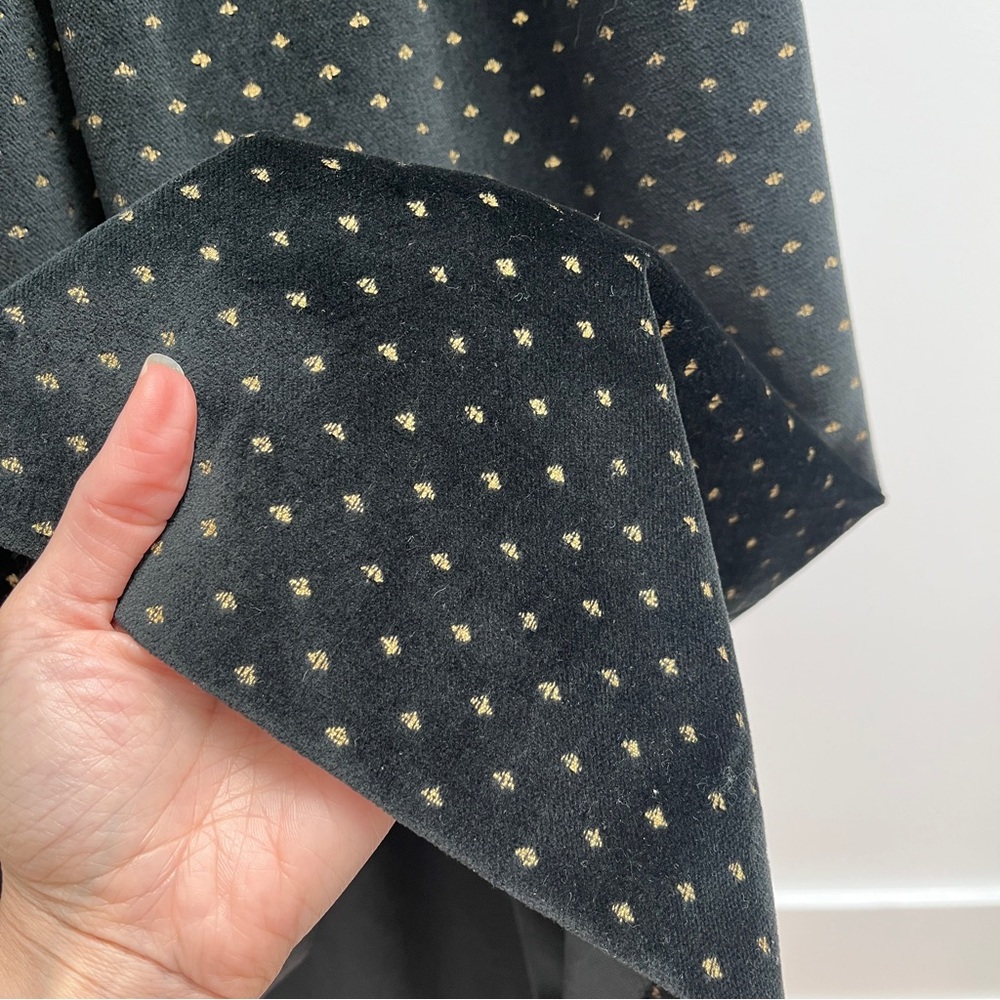 Vintage velvet pleated skirt 12 black gold pockets Components by Susan Bristol - Picture 2 of 8